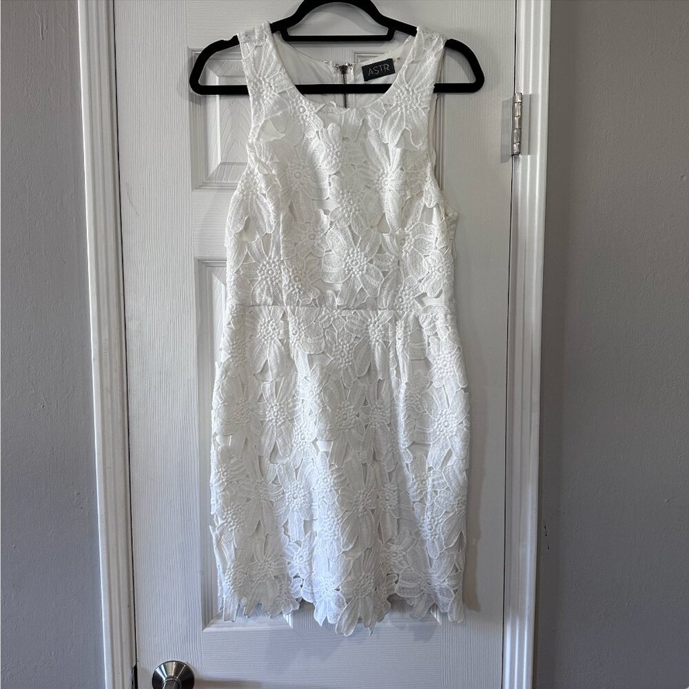 ASTR white floral lace dress